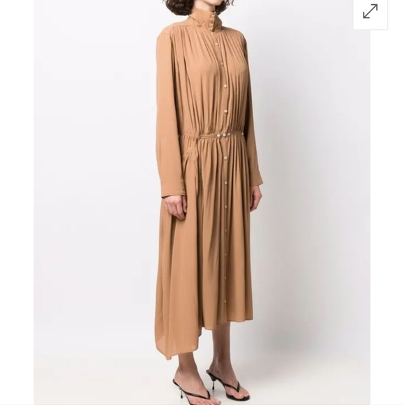 Lemaire Pleated Shirt Dress Caramel Size 34 US 4 - Picture 3 of 11